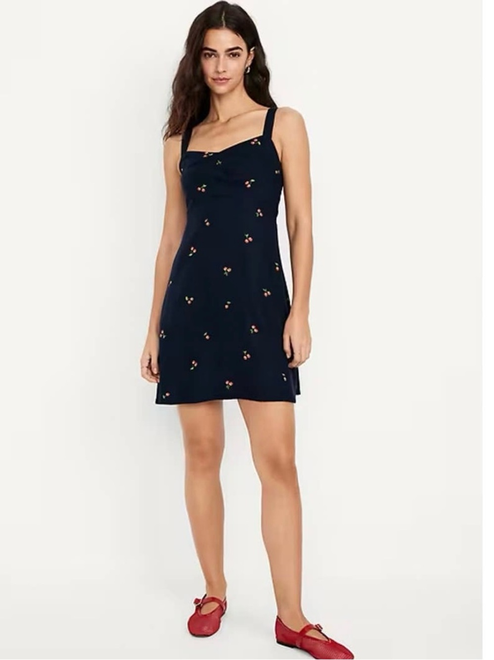 NWT Old Navy Fit & Flare Crepe Mini Dress in Brown Polka Dot- Small Petite